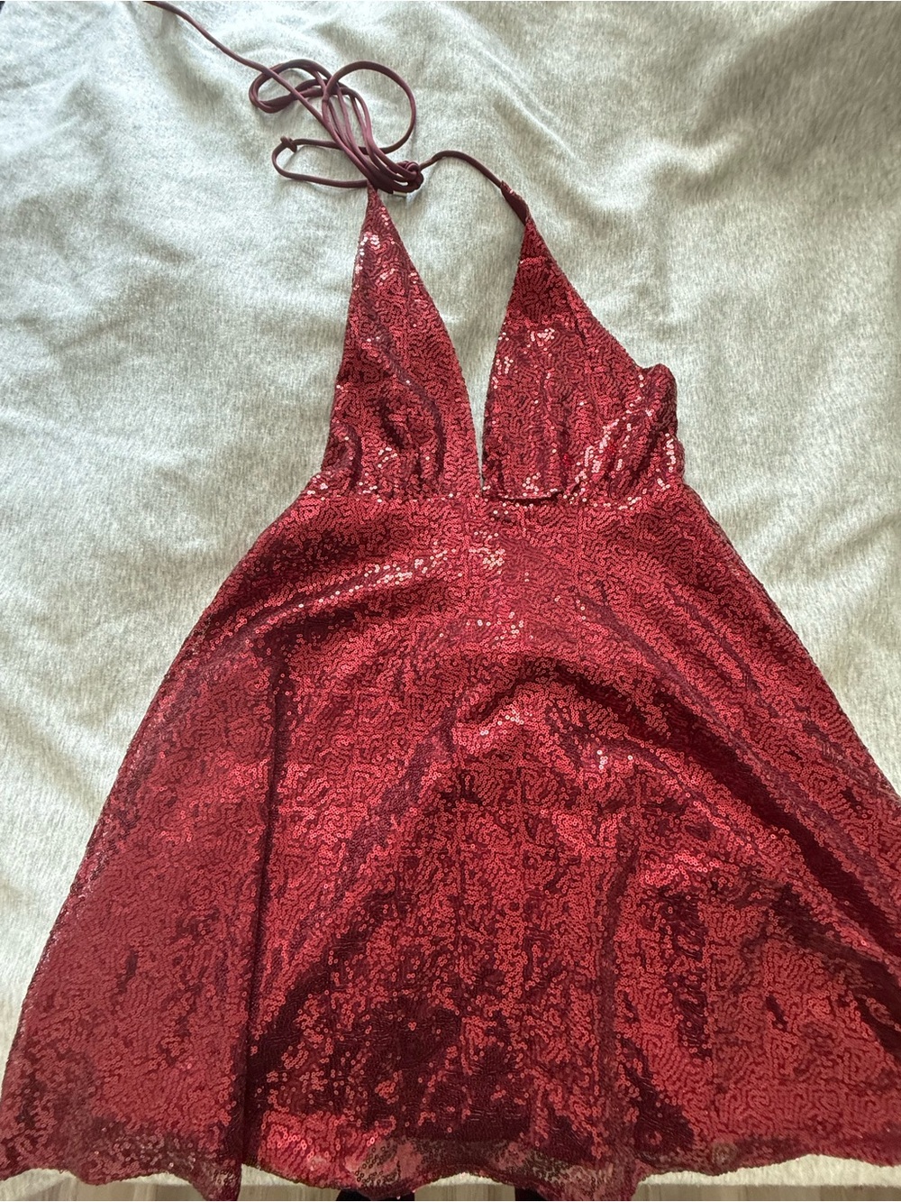 Nanette Lepore Red Sequin Halter Backless Dress